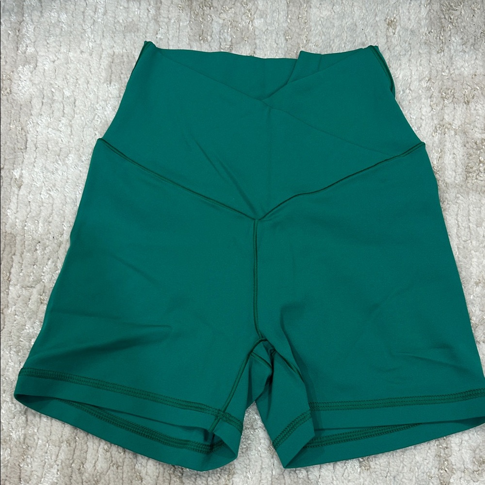 Green Women's High-Waisted Biker Shorts